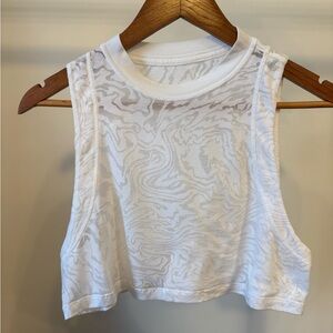 Lululemon White Patterned Sleeveless Crop Top
